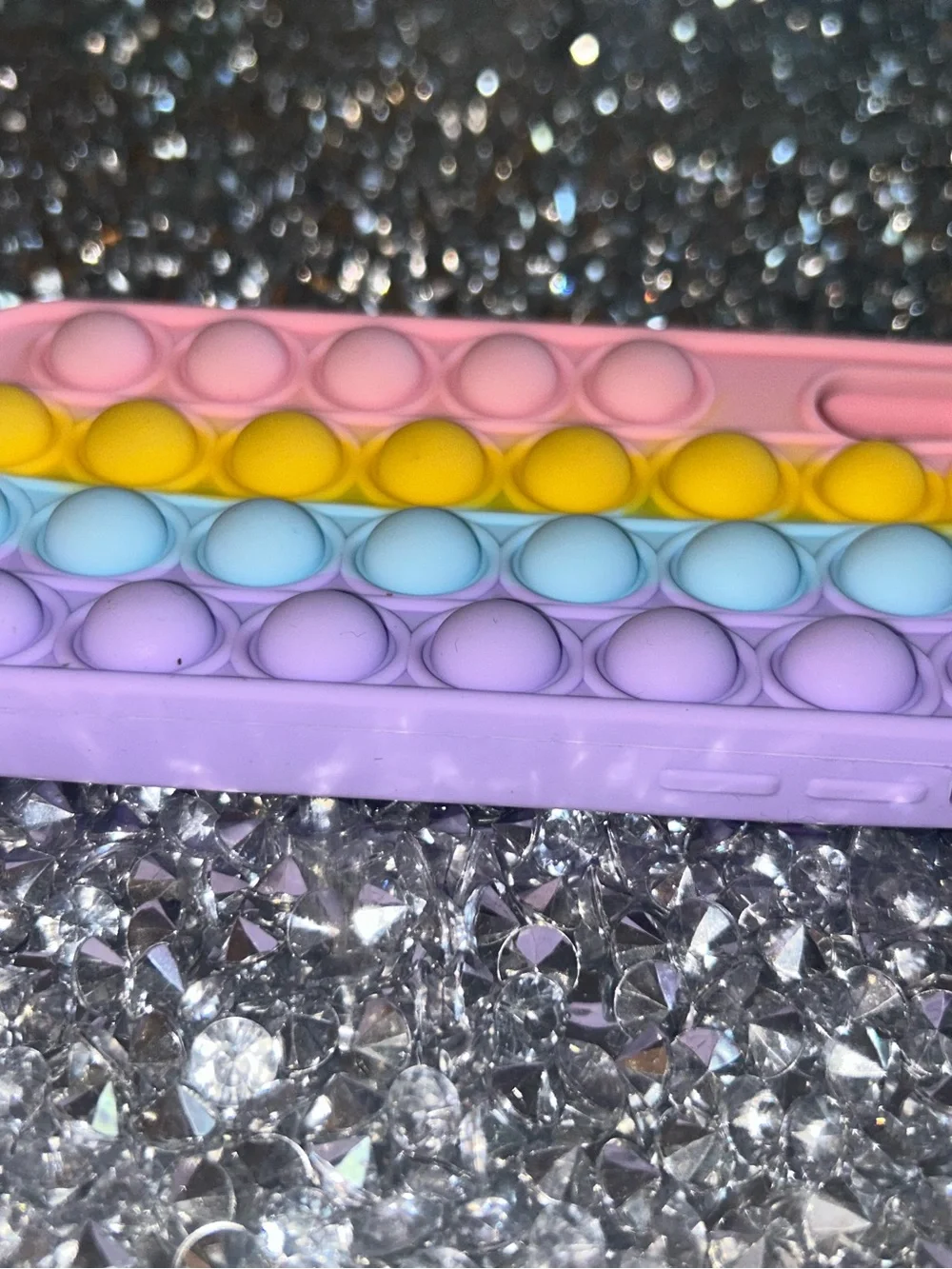 Silicone Rainbow Pop-It Fidget Toy - Pastel Purple, Blue, Yellow, Pink
